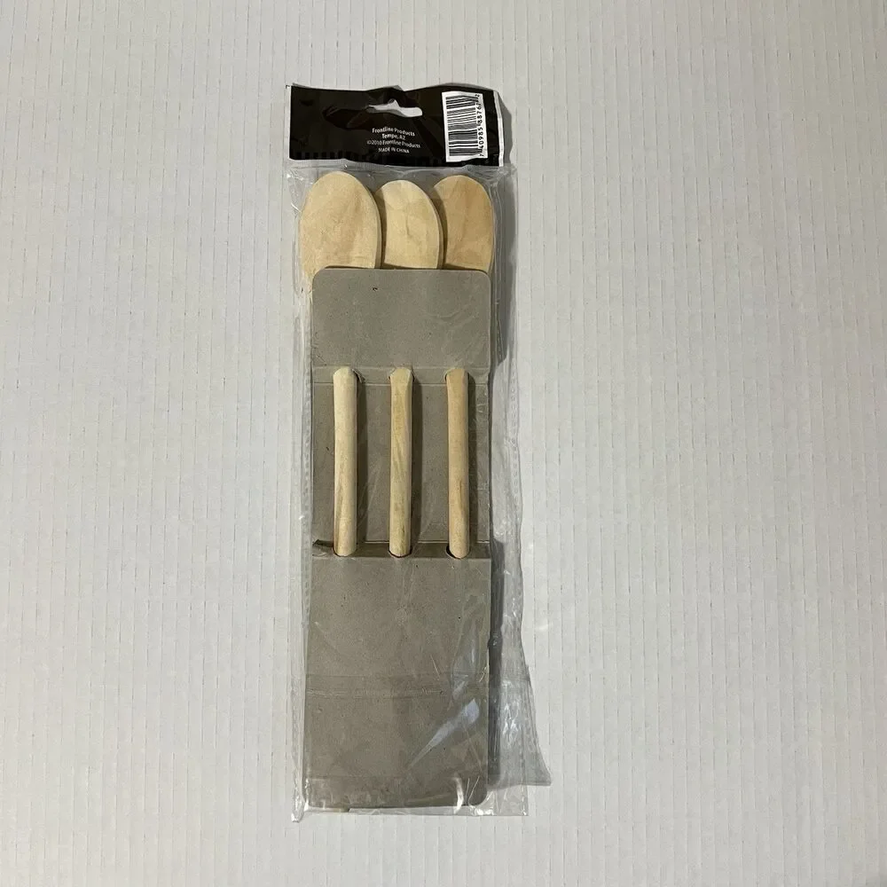 Cook's Kitchen Wood Spoon Set of 3 Natural Cooking Mixing Utensils 8